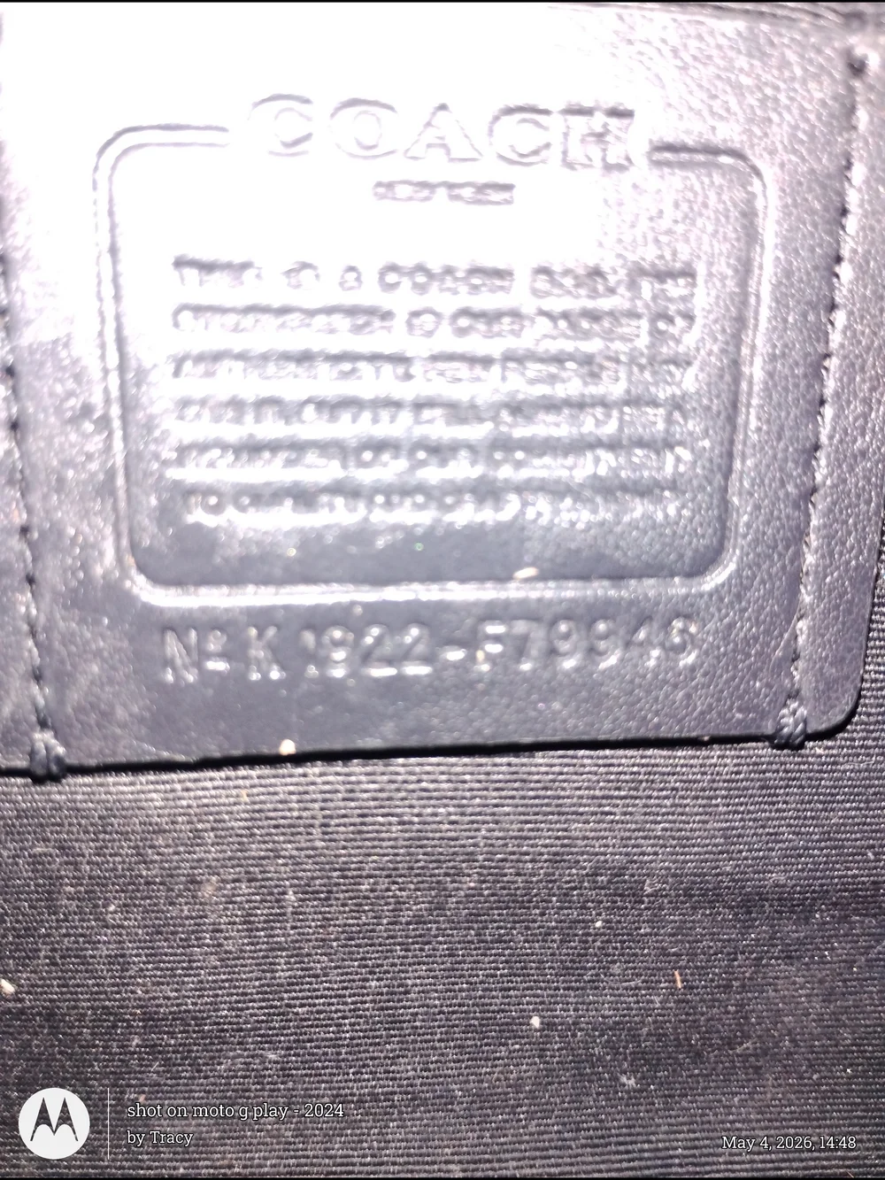 Coach Navy Textured Leather Satchel with Silver Hardware - Picture 2 of 2